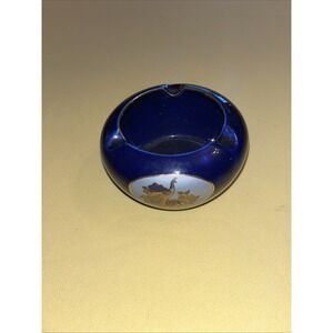 Fukagawa Seiji Arita Ashtray, Chop Stick Holder Cobalt Blue Gilded Porcelain
